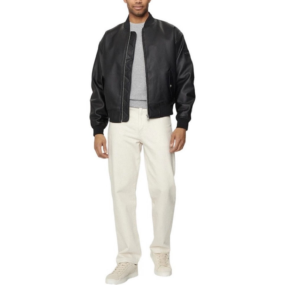 CALVIN KLEIN JEANS FAUX LEATHER BOMBER BLACK